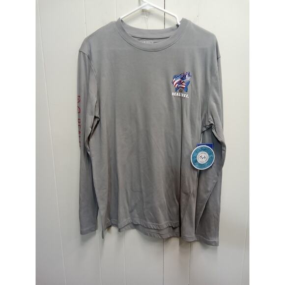 Realtree Fishing Mens Gray Longsleeve Patriotic Fish T-Shirt (Size Large) Nwt - Picture 1 of 6